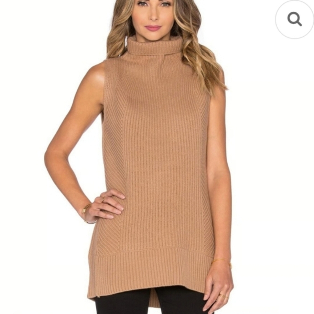 Vince Sz M Wool And Cashmere Sleeveless Turtleneck Tunic Sweater